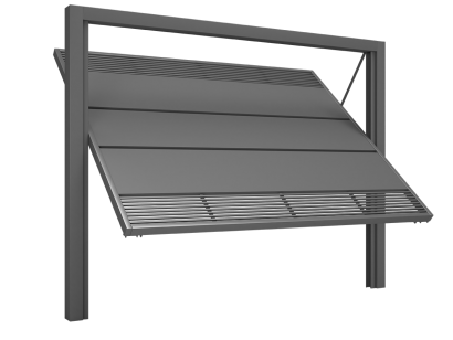 Portão contrapeso de aço chapa e grade horizontal